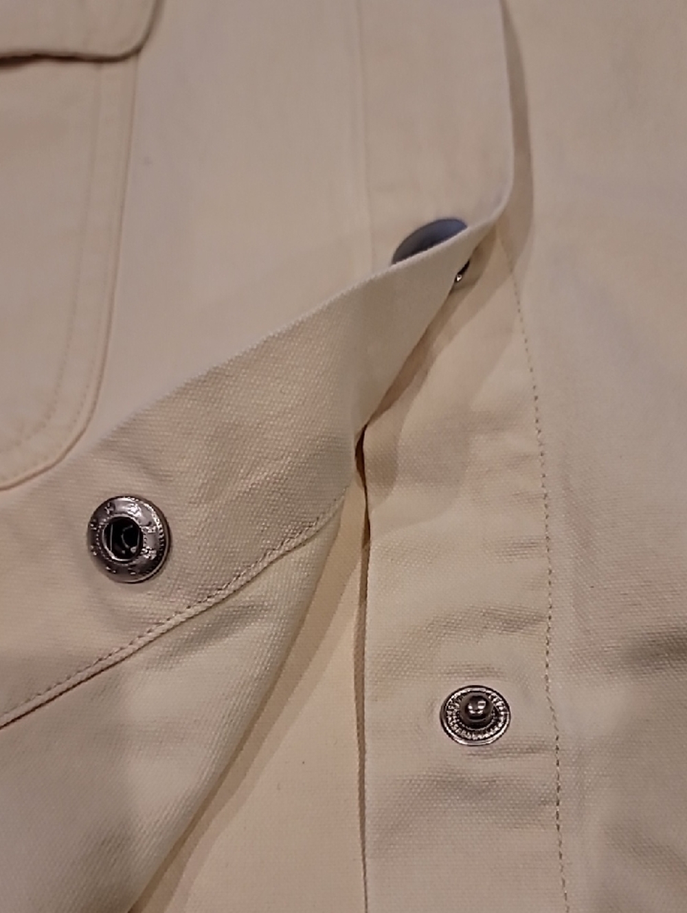 eesome Cream Snap Button Cropped Wide Shirt Jacket Large - Picture 6 of 14